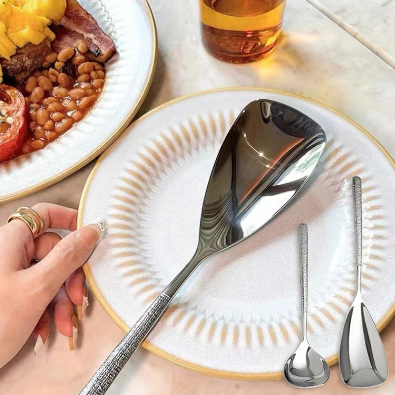 Kitchen Dinner Dish Soup Rice Shovel Western Restaurant Bar Public Spoon Large Stainless Steel Tableware Buffet Serving Spoon