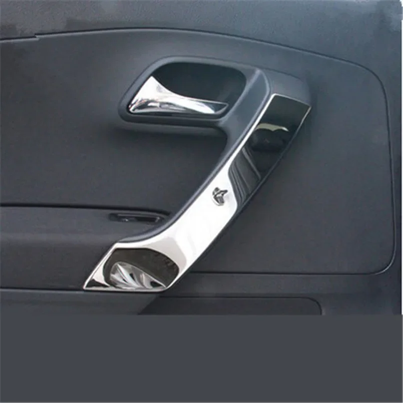 4pcs/set Stainless Steel Inner Door Armrest Handle Decorative Trim Cover for Volkswagen POLO 2011-2018