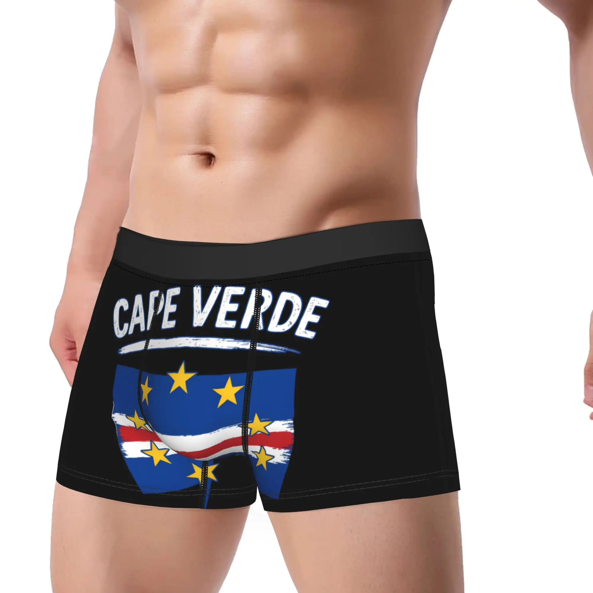 Cape Verde Flag Distressed Patriotic National Boxer Shorts Pouch Underwear Quality Print Shorts Briefs Sexy Soft Men Panties