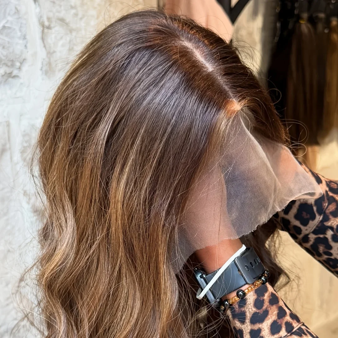 

Long Highlight Brown 180 Density 26inch Natural Body Wave 5x5 Silk Base Jewish Human Hair Extensions with Baby Hair HD Lace