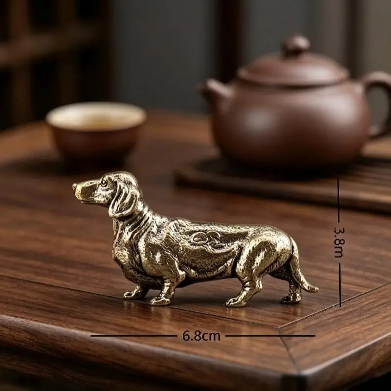 Loyal Brass Dachshund Figurine Long Body Short Leg Dog Metal Statue Miniature Tabletop Ornament For Home Decor Crafts Gift