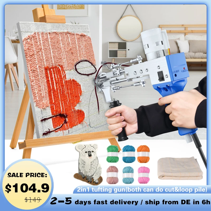 2 in 1 Tufting Gun Set Cut Pile and Loop Pile 7-21mm Flocking Machine Rug Gun Machine Carpet Weaving Knitting Machine