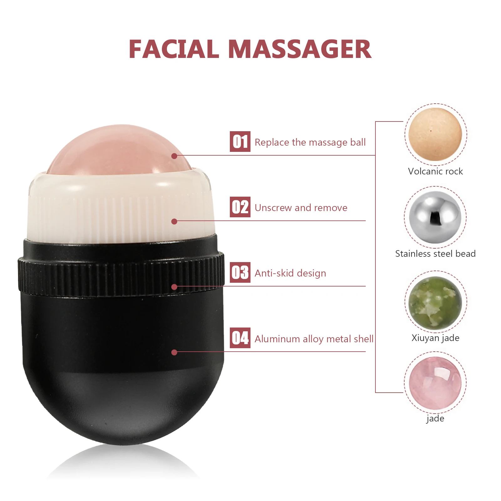 

Jade Face Roller Beauty Tools Salon Balls Volcanic Stone Globe Massager Facial Skin Care Anti Aging Cooling Jade Set