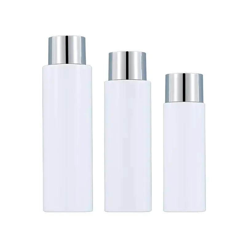 

25Pcs Toner Bottle White PET Plastic Empty 150ml 200ml Glossy Silver Lid Cosmetic Packaging Container Toning Ldtion Bottles