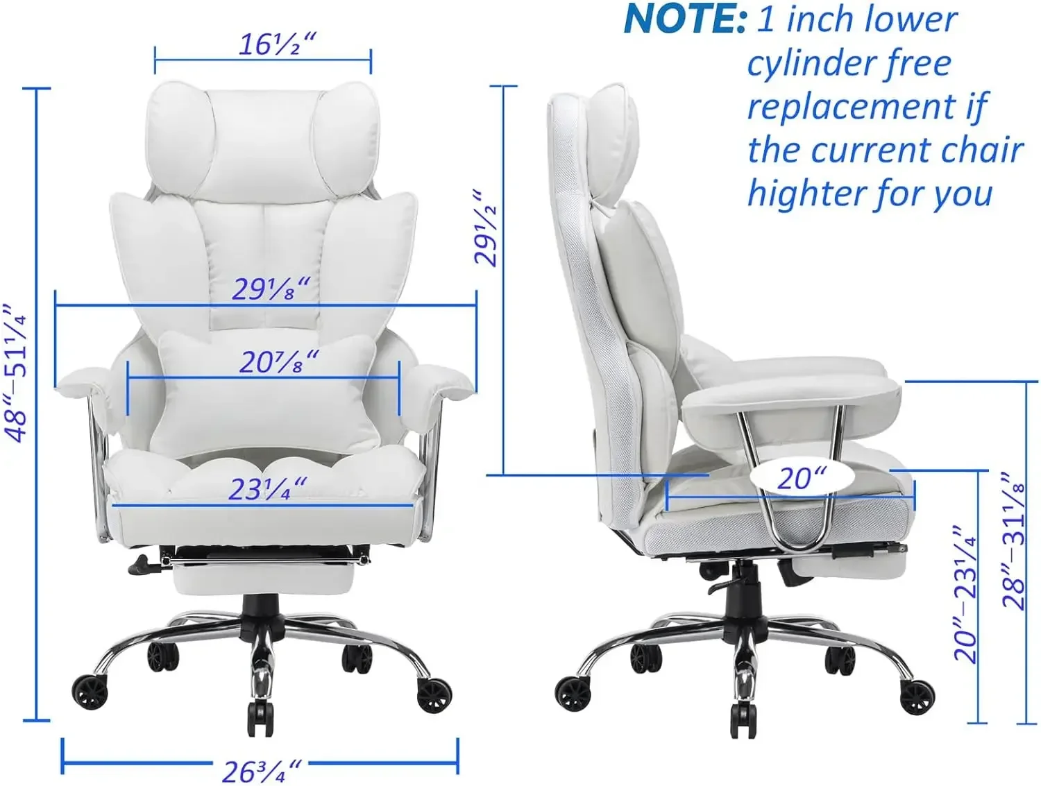 Furniture suppliesDesk Office Chair 400LBS, Big and Tall Office Chair, PU Leather Computer Chair, Executive Office Chair with Le