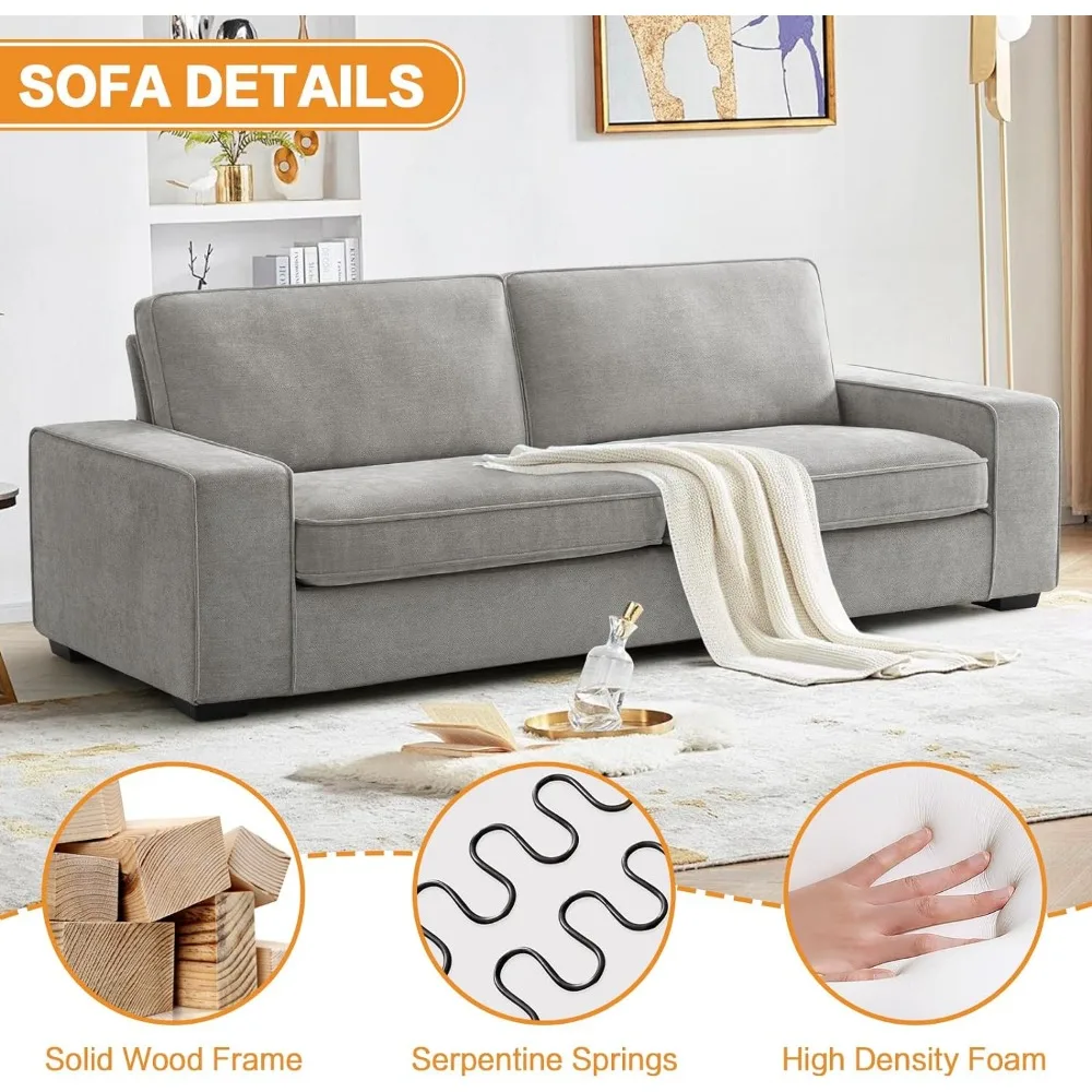 Chenille Loveseat Sofá para sala de estar, sofá moderno assento profundo, costas removíveis e almofadas do assento, sofá confortável, 88"