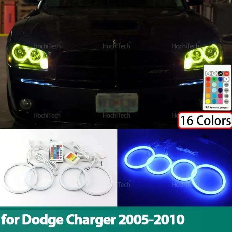

Для Dodge Charger 2005 2006 2007 2008 2009 2010 Хлопковый комплект колец RGB с ангельскими глазами, 16 цветов, аксессуары для пульта дистанционного управления с вспышкой
