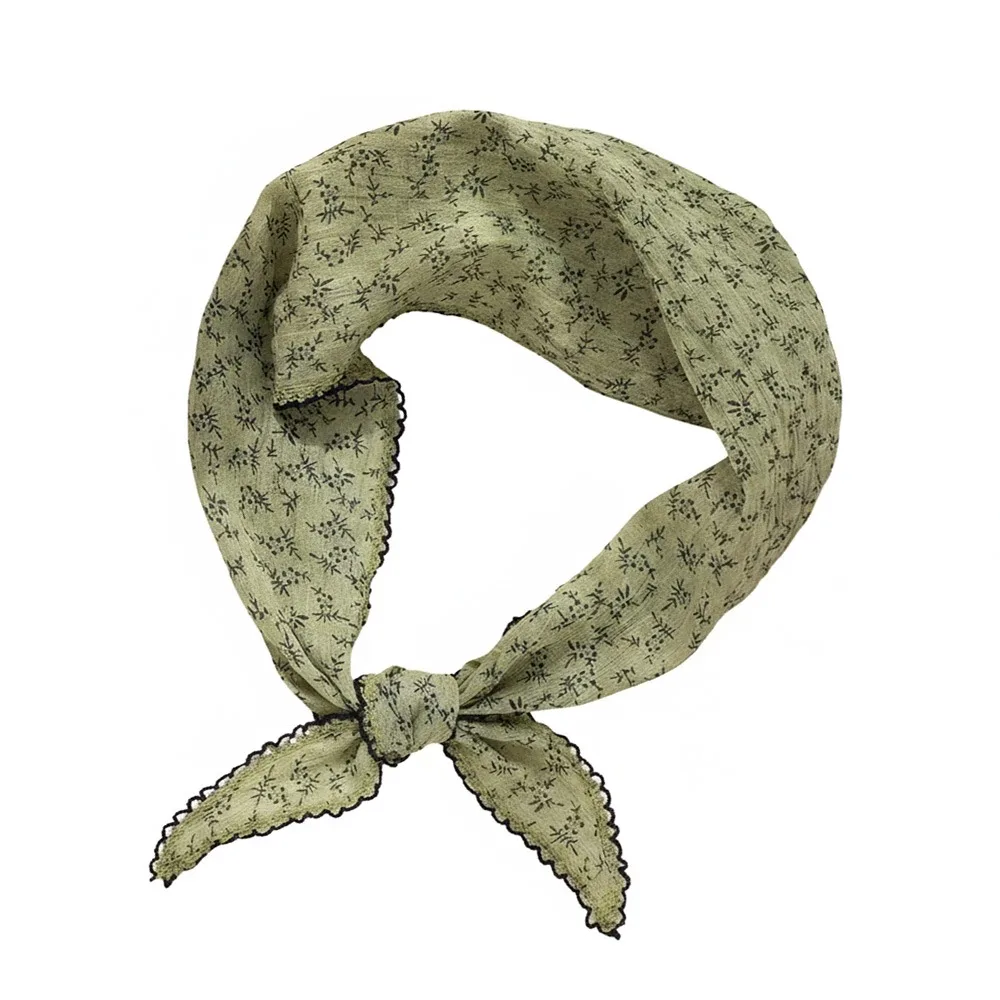 

Travel Beach Lace Design Flower Neck Scarf French Style Gentle Head Wrap Headband Turban Hair Ribbon Women Accessories
