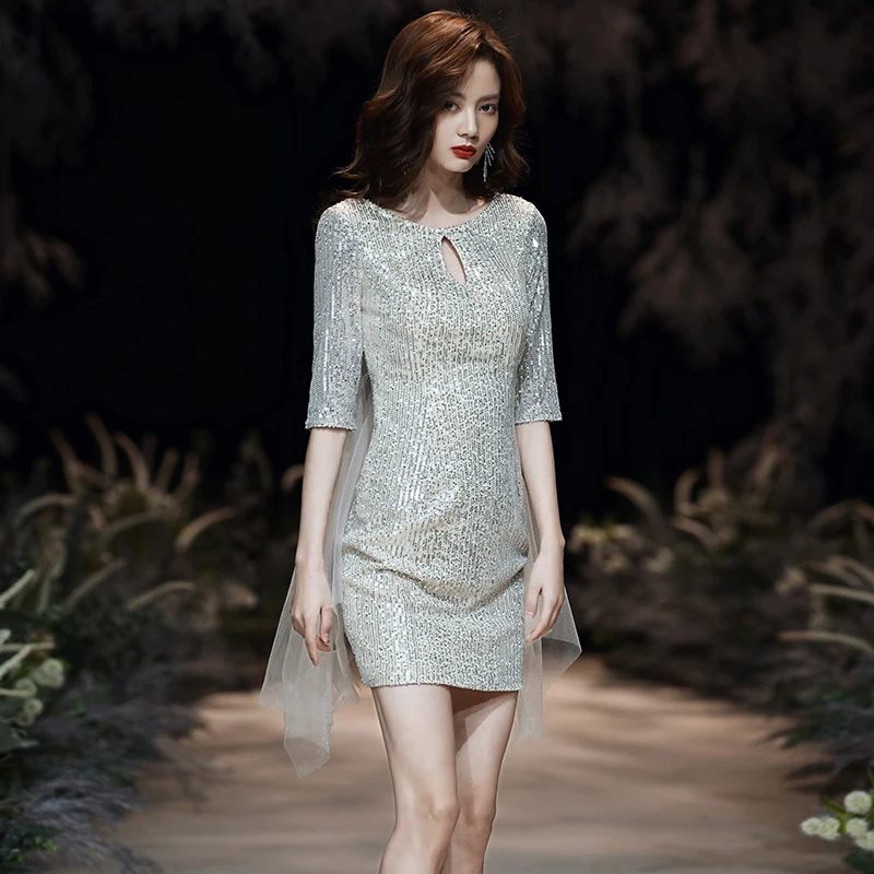 

Ele ort Evening Dr for Women 2026 New Sle Luxury Lady's Par Dr Korean Sle Pure Color U-Neline Zipper