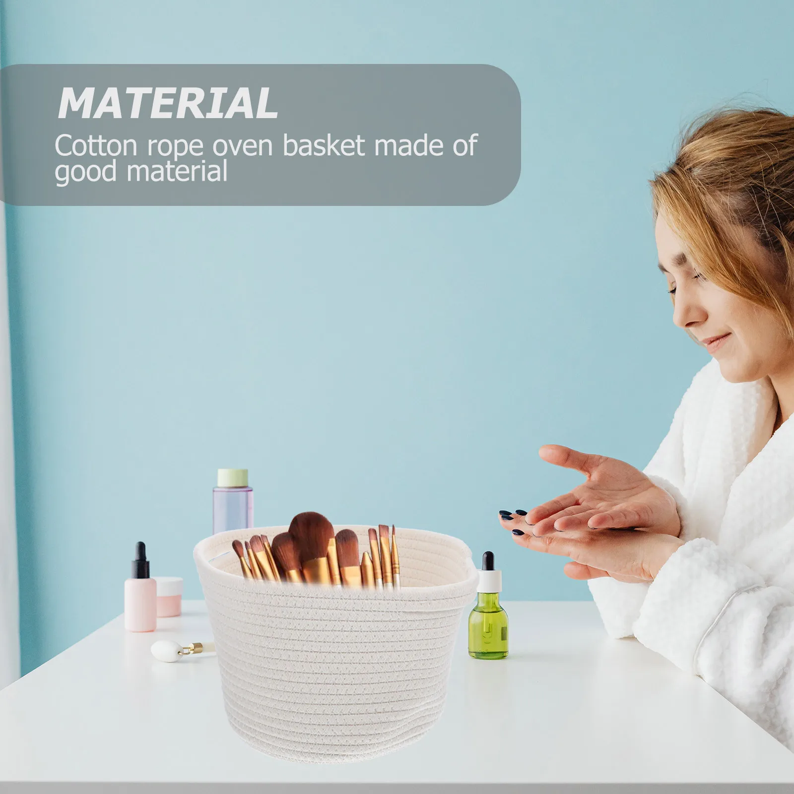 

Cotton Rope Woven Basket Large Capacity Storage For Bedroom Desktop Organizer Sundries Makeup Snack Holder Decorative Baskets