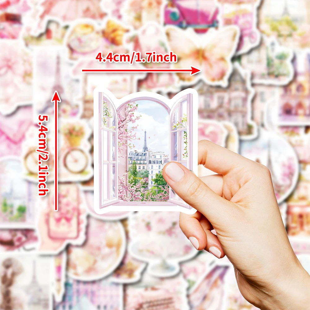 10/30/50 Stuks Schattige Roze Parijs Esthetische Stickers Aquarel Graffiti Stickers Diy Koffer Telefoon Notebook Cartoon Sticker Decoratie