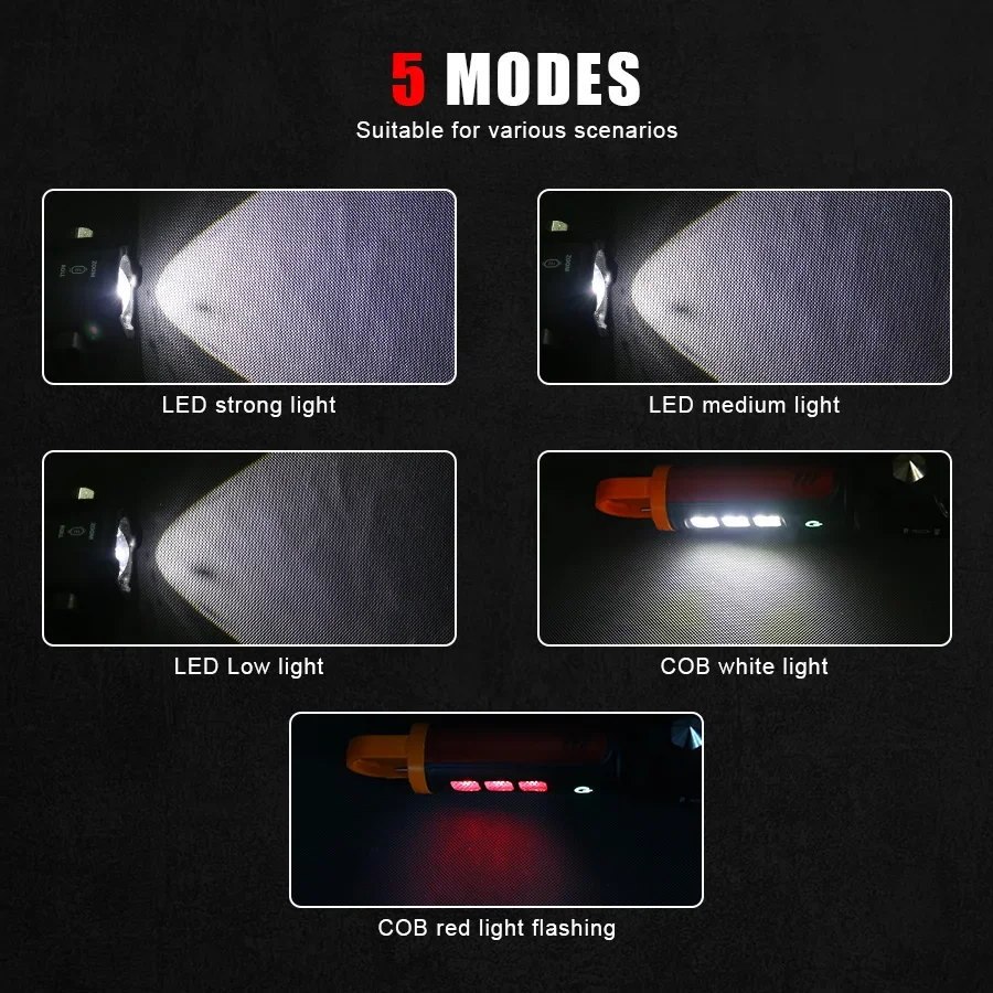 مصباح يدوي LED من Tactica مع مطرقة أمان وقاطع حزام الأمان، ستروب أحمر SOS، معدات نجاة قابلة لإعادة الشحن للدفاع عن EDC في الهواء الطلق