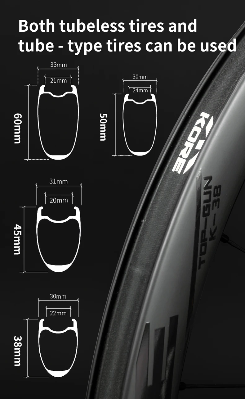 KORE Rennrad Laufradsatz 60T Titan Ratschennabe 38/45/50/60MM 700C T1000 Carbon Straße 24H Säule 2015 Straßenrennen Laufradsatz – Detail 7
