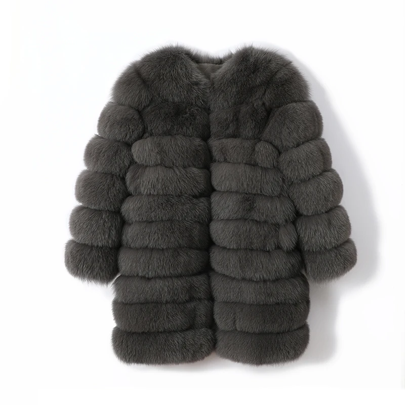 Winter Jacket Vest Luxury Long Furry Fur 100%Natural Real Fox Fur Coat For Women\'s Warm Coat Big Size Clothes For Women10XLBlack