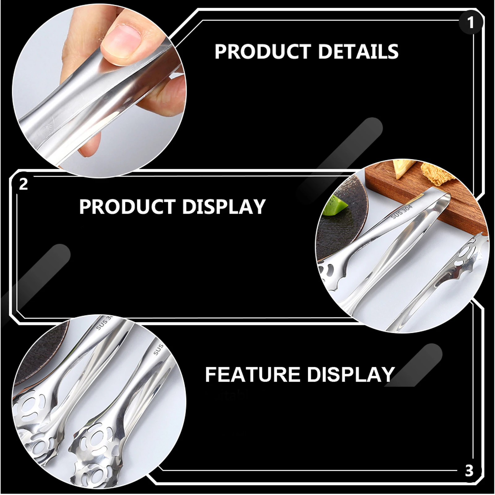 

2Pcs Ice Tongs BBQ Clamp Stainless Steel Kitchen Tool Heat Resistant Lightweight Party Bar Feast Wedding Home Hotel Restaurant