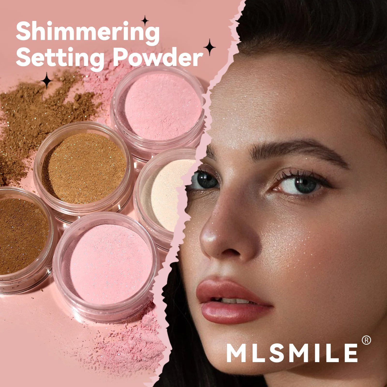 4 Colors Shimmer Setting Powder Oil Control Loose Powder Matte Finish Body Highlighter Long Lasting Makeup