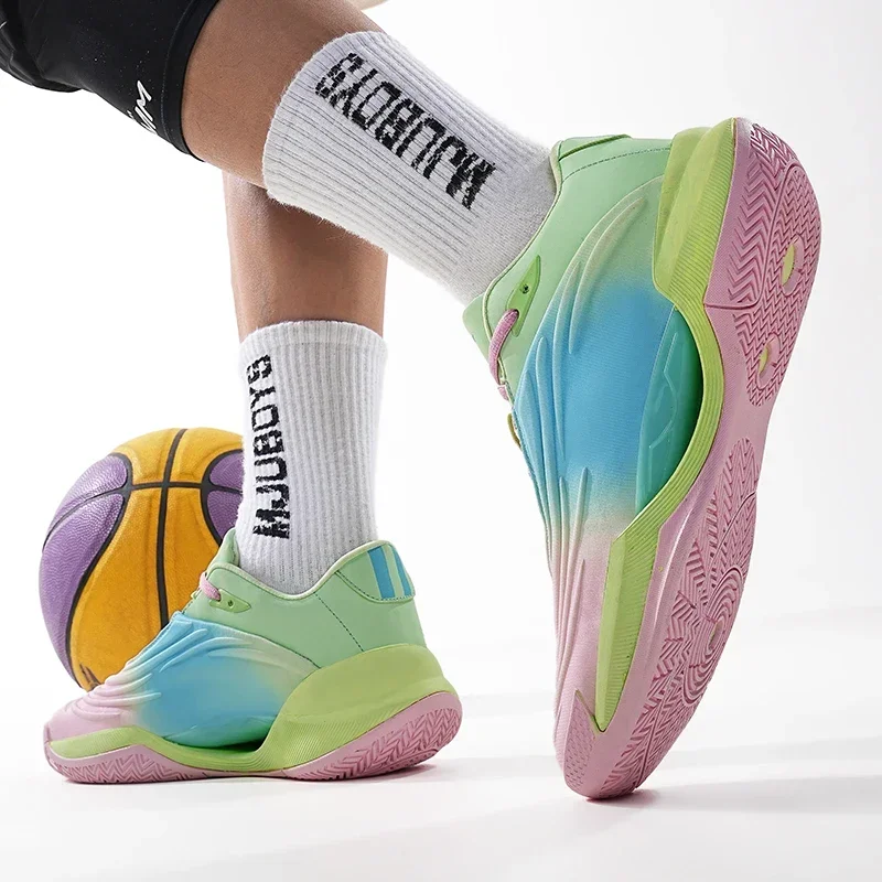 คุณภาพสูงผู้ชายรองเท้าบาสเก็ตบอลสําหรับผู้หญิงหนังบาสเกตบอลรองเท้าผ้าใบผู้ชายกลางแจ้งยาง Anti SLIP กีฬารองเท้าชาย