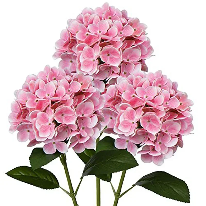 

Faux Hydrangea With Stems Artificial Silk Flowers Branch For Living Home Table Wedding Party Decoration Fake Purple Flowers