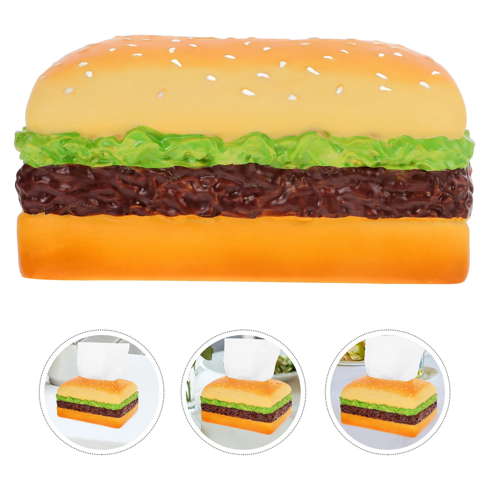 

Creative Hamburger Tissue Box Cover Resin Material Smooth Surface Comfortable Hand Feeling No Burrs Napkin Holder Home Hotel