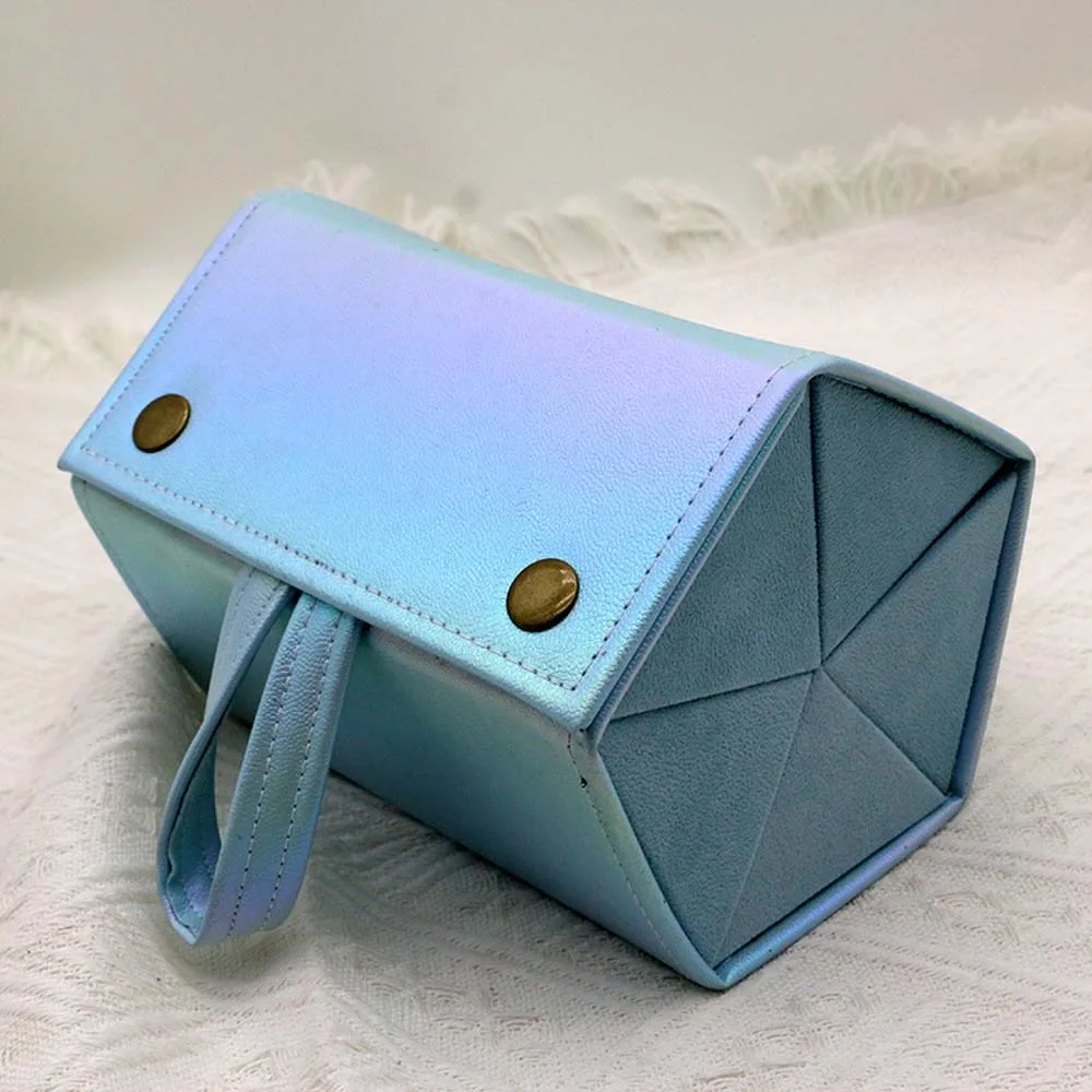 

Portable Folding Glasses Organizer Magnetic Button Large Capacity Five Lattice Glasses Storage Box PU Anti-splash Water