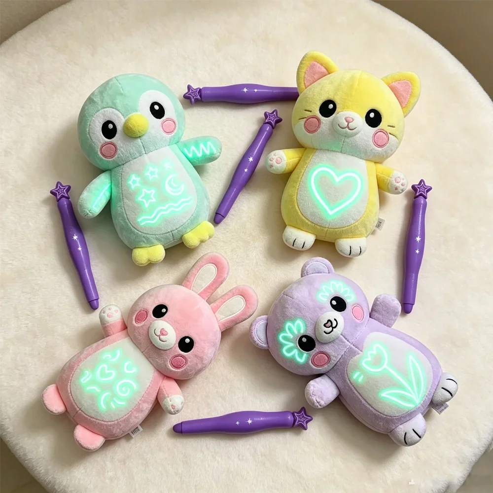2026 In Stock Luminous Baby Plush Doll Night Light Painting Soothing Children's Toy Gift Bedtime Accompanying Travel Doll