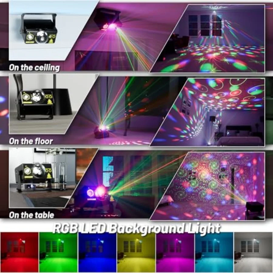Party Lights Dj Disco Light Disco Ball Light LED Stage Strobe Lights Projector Sound Activated with Remote Control for Parties