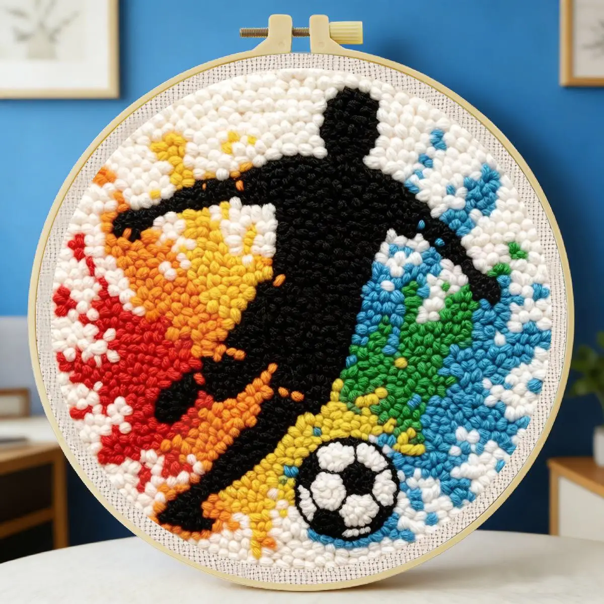 20X20CM/7,87 Zoll Fußball-Stickset, Stickerei-Set, gestrickte Stickerei, DIY, handgemachtes Geschenk, Nadelkunst – Detail 6