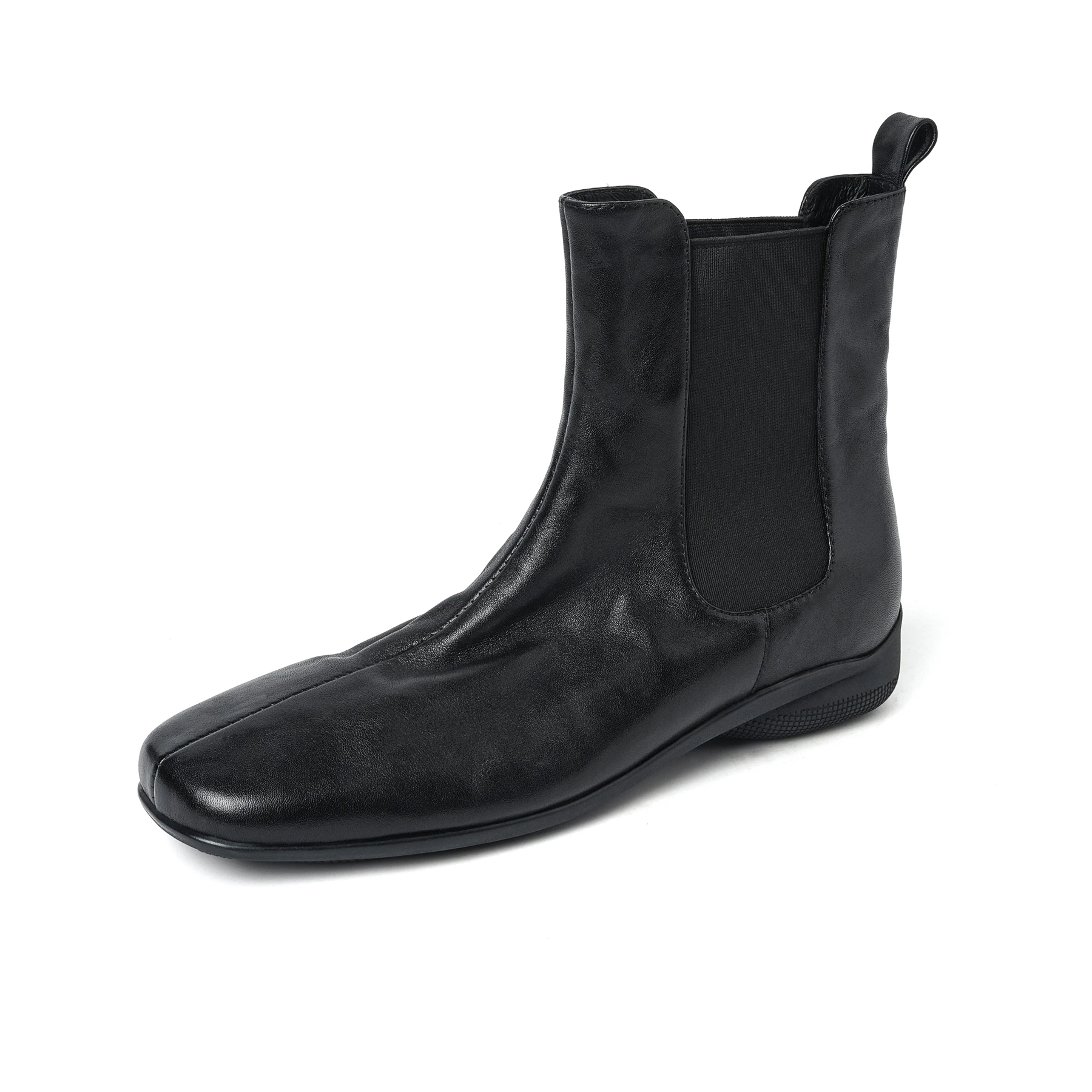 Krazing Pot 2027 Cow Leather Square Toe Med Heels Retro Chelsea Boots Keep Warm Winter Shoes Vacation Catwalk Modern Ankle Boots