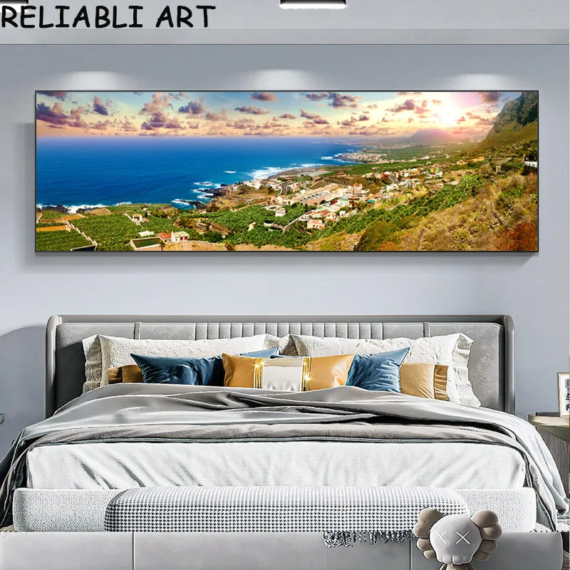 Meer, Strand, Stadtlandschaft, Leinwandgemälde, natürliche Wandkunst, Bilder, Poster und Drucke für Wohnzimmer, Heimdekoration, ohne Rahmen
