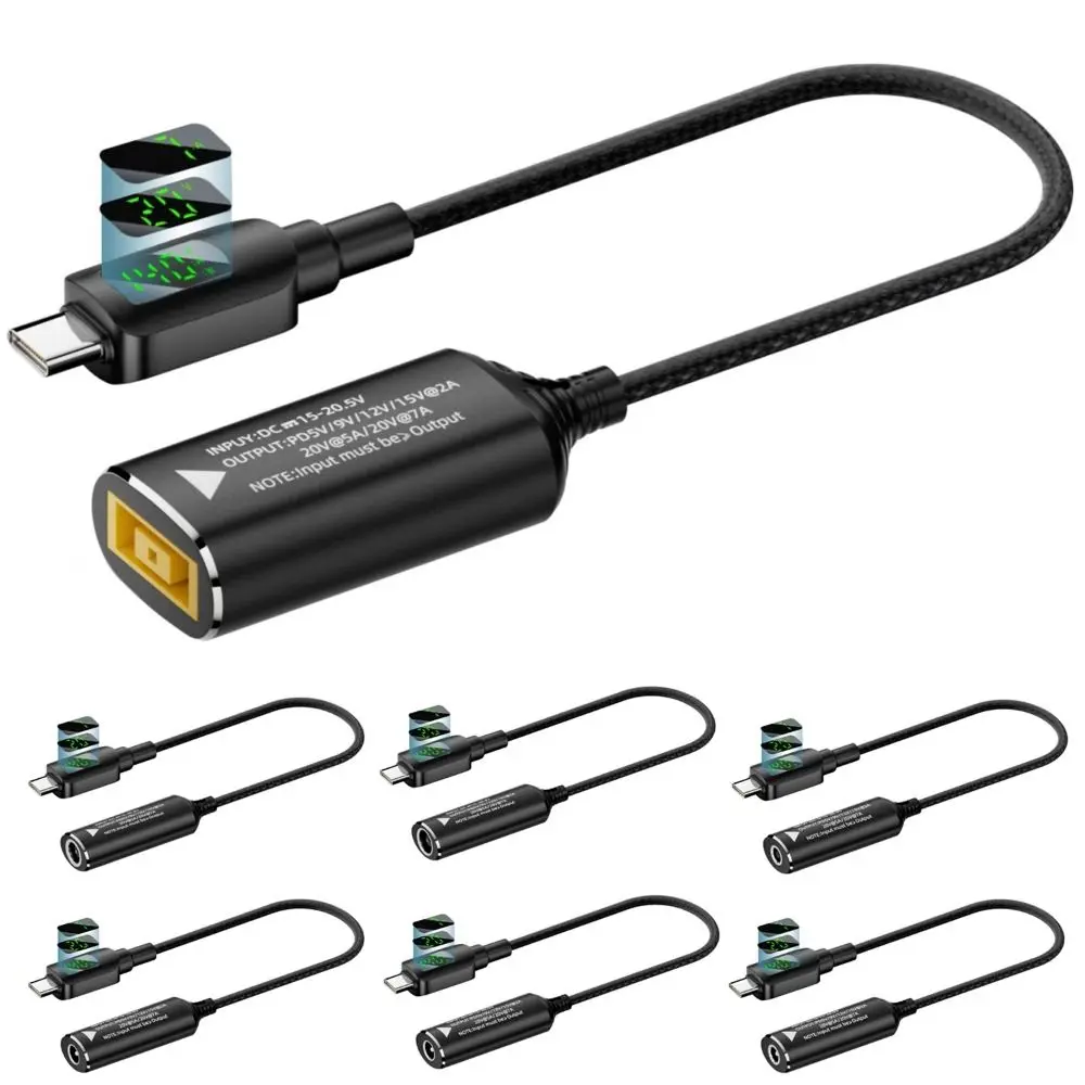 Digital Display DC to Type-C Converter USB-C Output PD 140W Charging Cable Adapter 5V 9V 15V 20V Input Intelligent