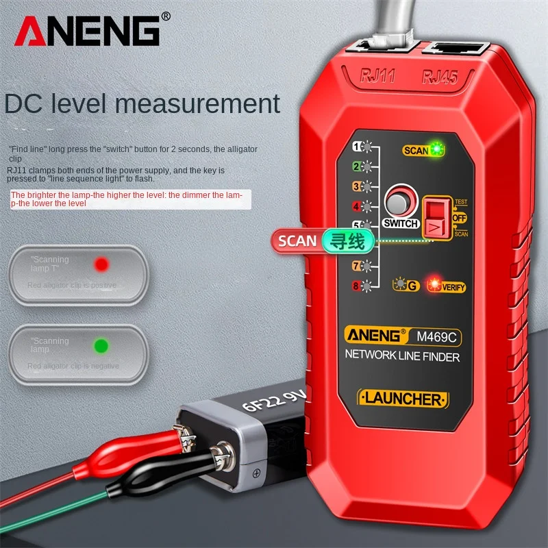 ANENG-M469C Rede Alinhamento Instrumento, Tester Multifuncional, Banda Larga Sinal, Continuidade Check, Cable Tester