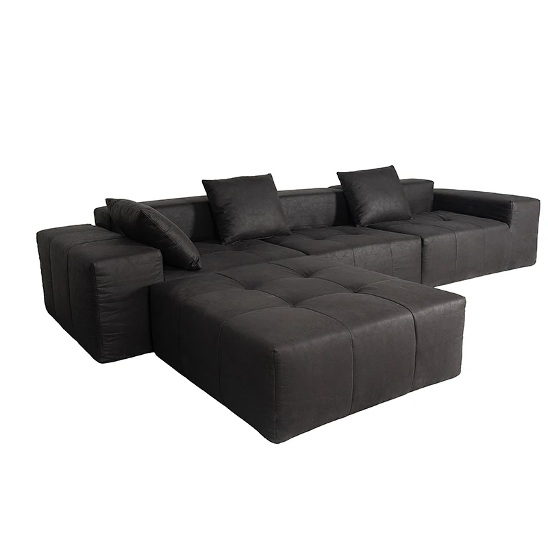 Compressed Sofa Set with Ottoman Pillow Modern Brown Sectional Sofa Bed