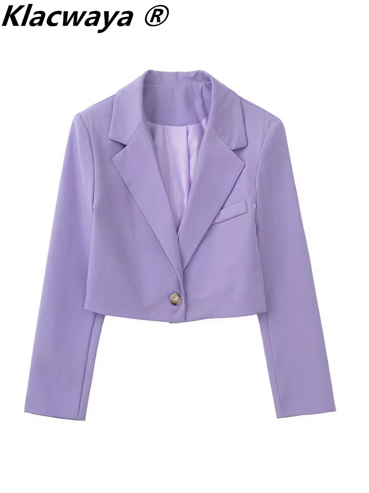 Klacwaya Blazer giacca estiva da donna abbigliamento donna cappotto Blazer corto Mujer abbigliamento da ufficio Blazer Casual da donna