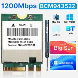 fenvi 1200Mbps BCM94352Z WiFi Network Card Bluetooth 4.0 Dual Band 5G/2.4Ghz BCM94352 DW1560 NGFF M.2 Adapter for Hackintosh mac