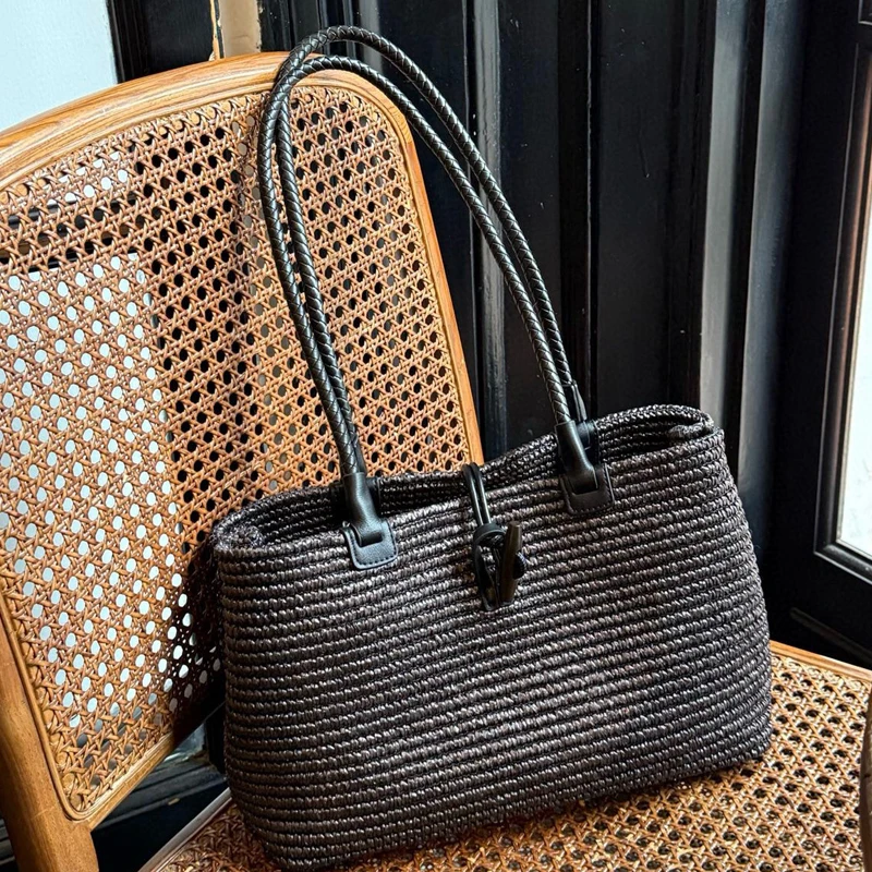

Богемные пляжные соломенные сумки-тоуты для женщин: дизайнерские люксовые сумки и клатчи 2026 года, новинка из травяного материала, большая вместимость, на плечо/подмышку