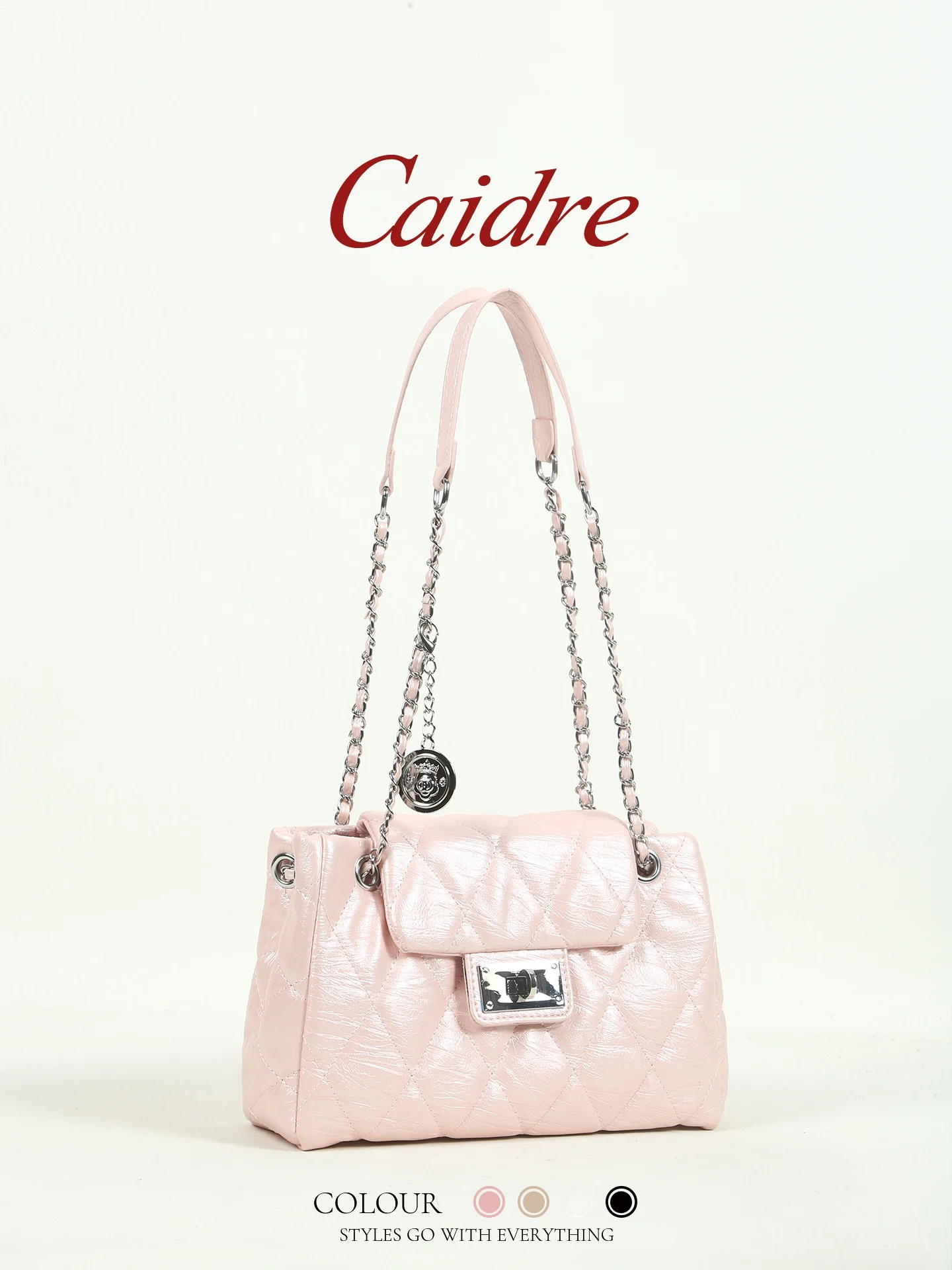 

Caidre Women's Chain Strap Shoulder Bag 2026 New Style Commuter Tote Crossbody Bag Korean Style Pure Color Soft PU Leather