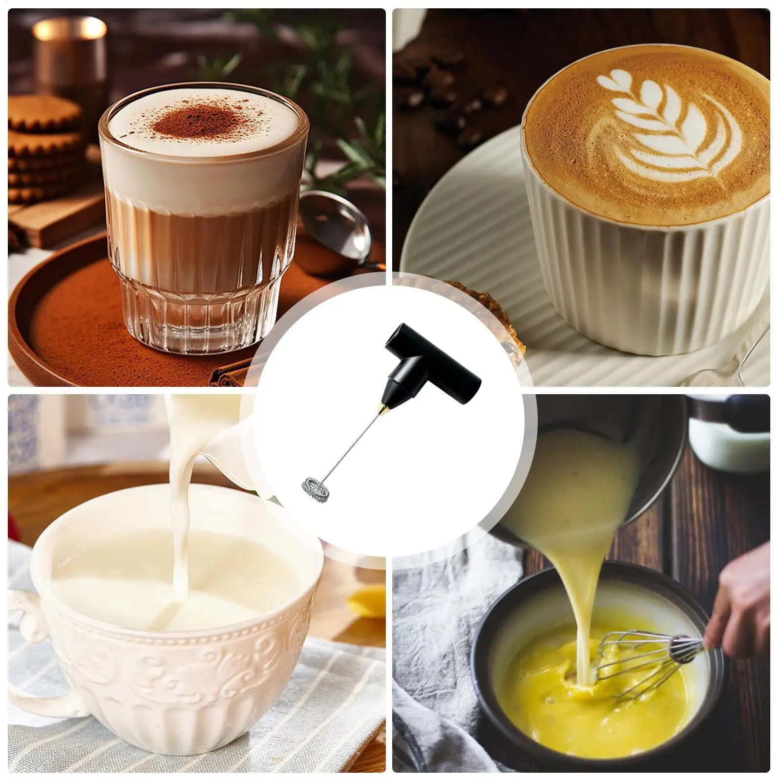 Electric Mixer Milk Beater Double Head Coffee Frother Foamer Machine Stainless Steel For Home Kitchen Wholesale&Dropship view 5
