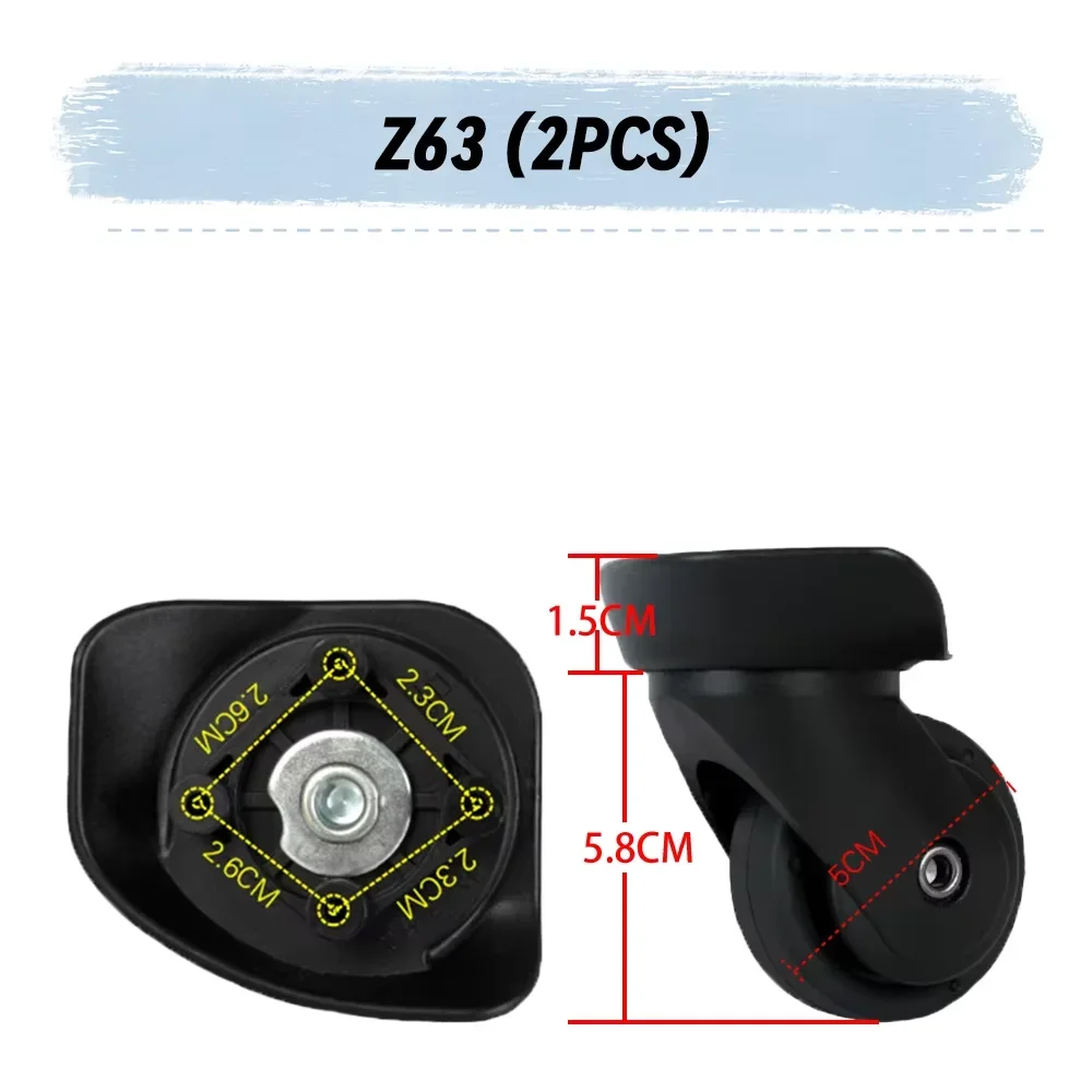 For American Tourister Z63 Universal Wheel Replacement Suitcase Rotating Smooth Silent Shock Absorbing Wheel Accessories Wheels