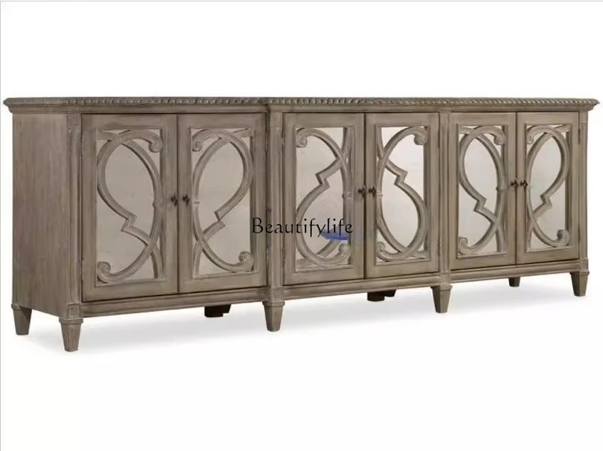 

American Retro Solid Wood Living Room TV Cabinet Nordic Simple Vintage Dining Sideboard Entryway Storage Cabinet