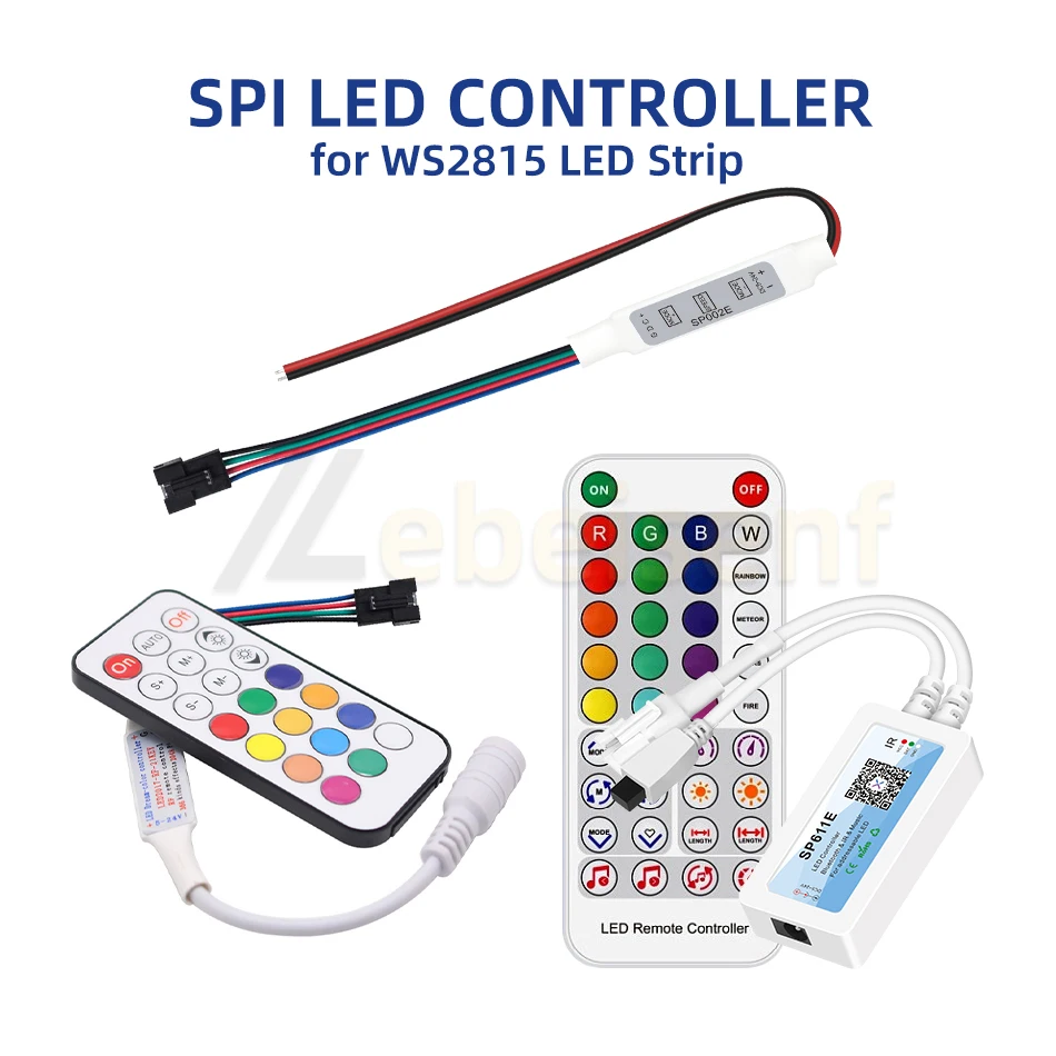 WS2813 WS2815 Pixels LED Strip Controller DC 5V 12V 24V Addressable Dual Signal 4Pin Mini Dimmer 21-Key RF/Bluetooth Controls