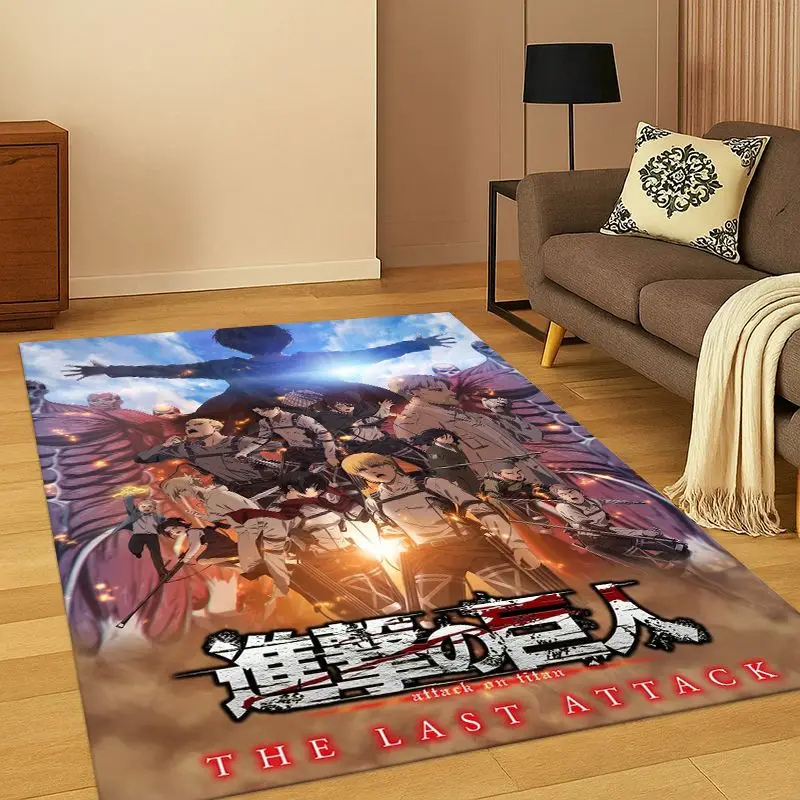 Anime Attack on Titan Cartoon Carpet Rug for Bedroom Living Room Sofa Playroom Doormat Home Decor, Game Area Rug Non-slip