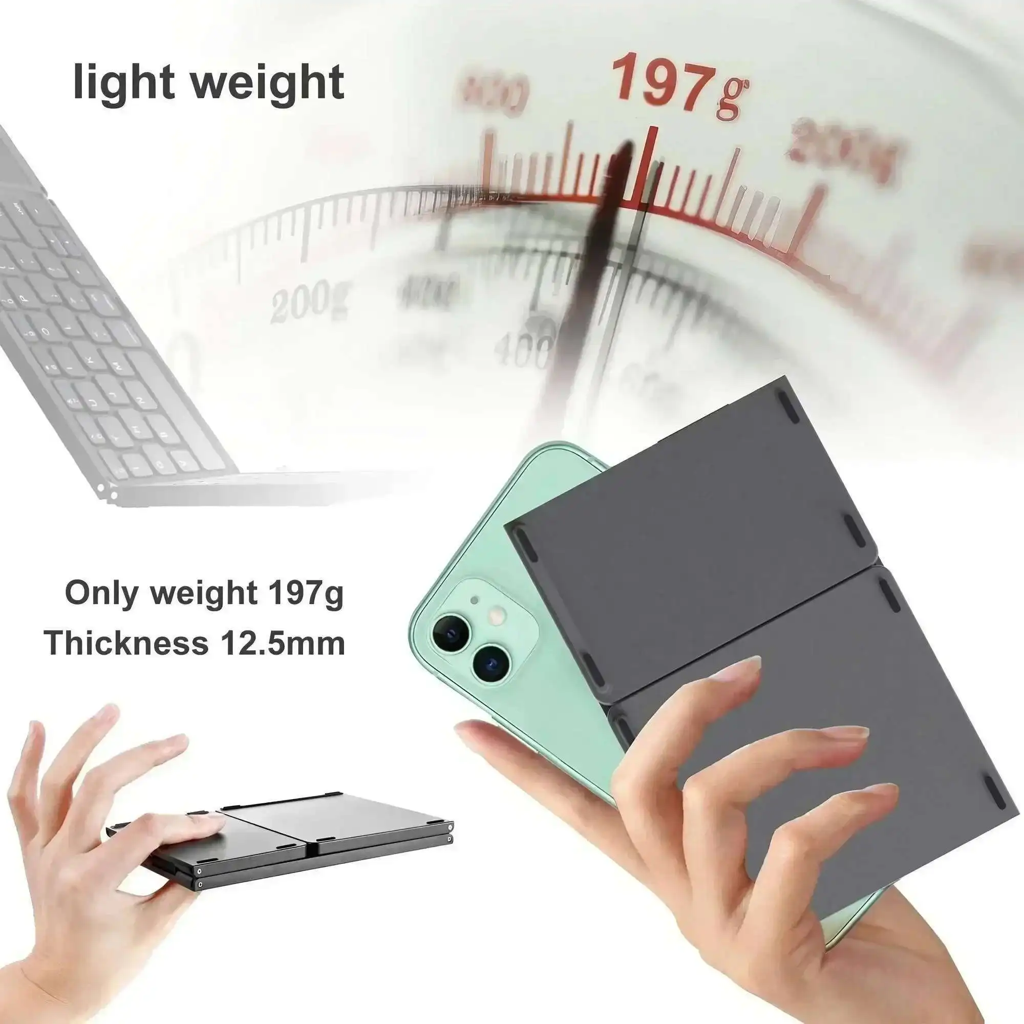 Drievoudig Bluetooth-minitoetsenbord met touchpad Oplaadbaar Lange batterijduur Ergonomisch computertoetsenbord voor tafellaptop PC