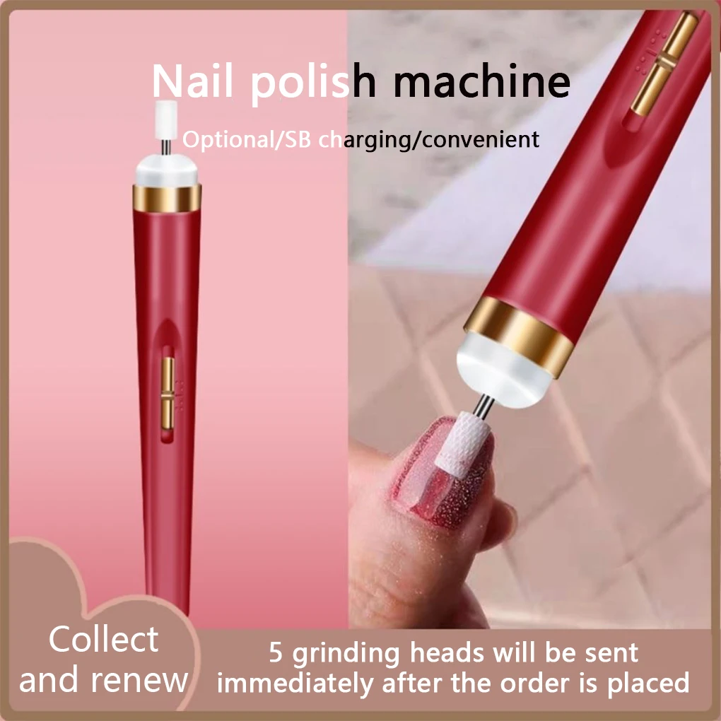 Electric Nail Drill Portable Handheld 200mAh Rechargeable USB Charging Adjustable Manicure Pedicure Grinder Mill