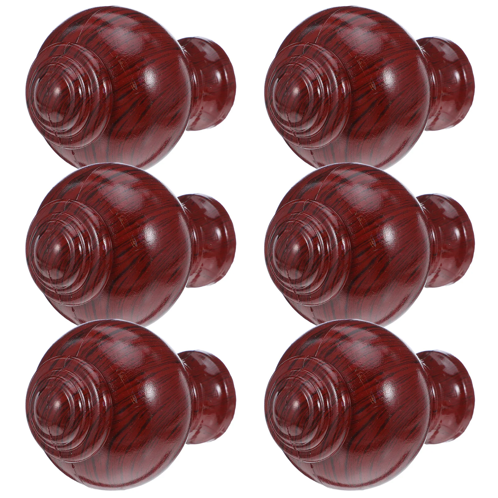 

6pcs Curtain Rod End Caps Wood Grain Finish Decorative Finials Easy Installation Adjustable For Drapery Poles Home Decor