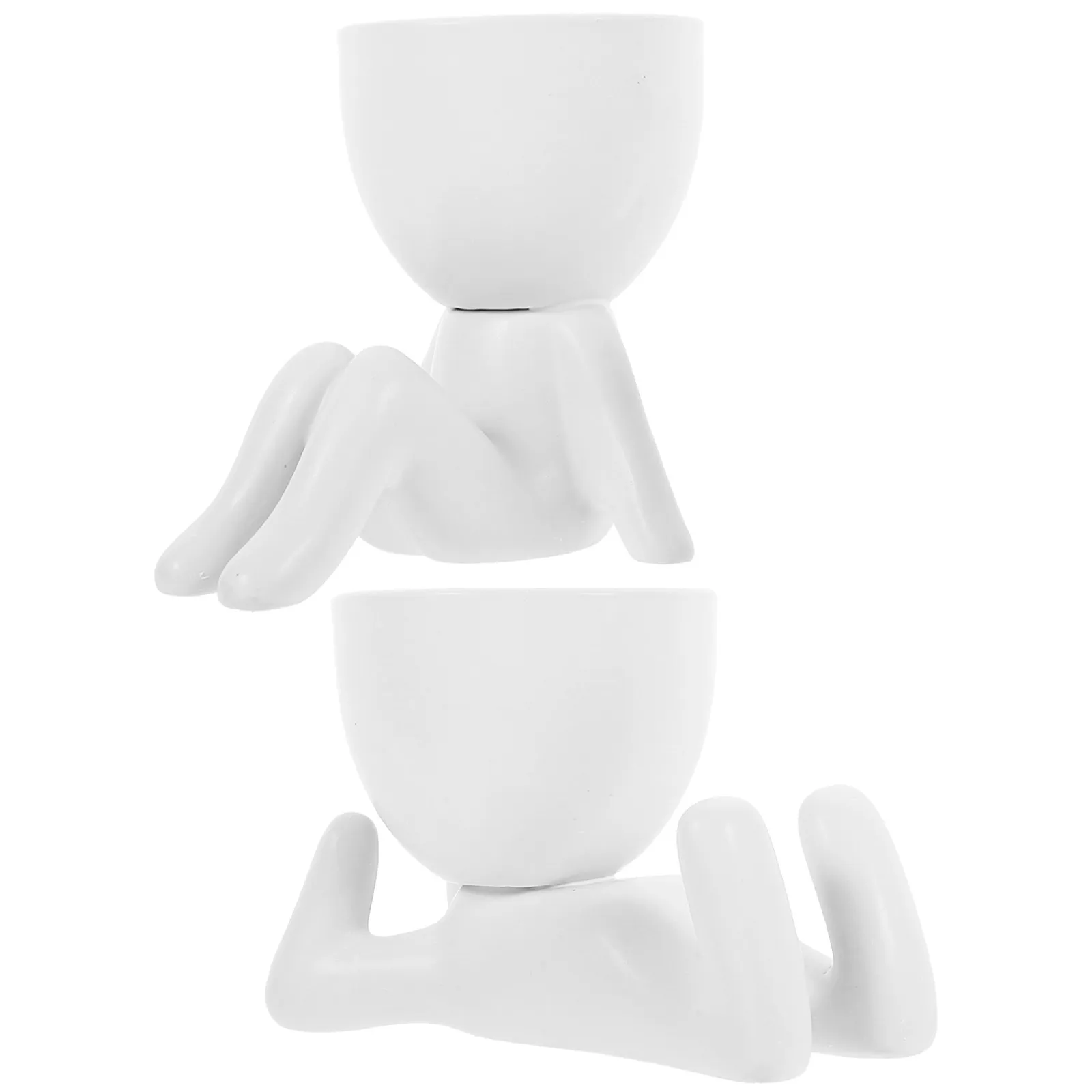 2Pcs Ceramic Small Figure Planters Creative Human Shape Succulent Pots Decorative Flower Pot Indoor Garden Bonsai Plant Pots