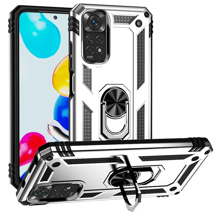 Shockproof Case For Redmi Note 8 8T 9 9S 9A 9C 10 10S 10C 11 11S Pro POCO X3 X4 M3 Pro 5G F3 Ring Holder Stand Cover