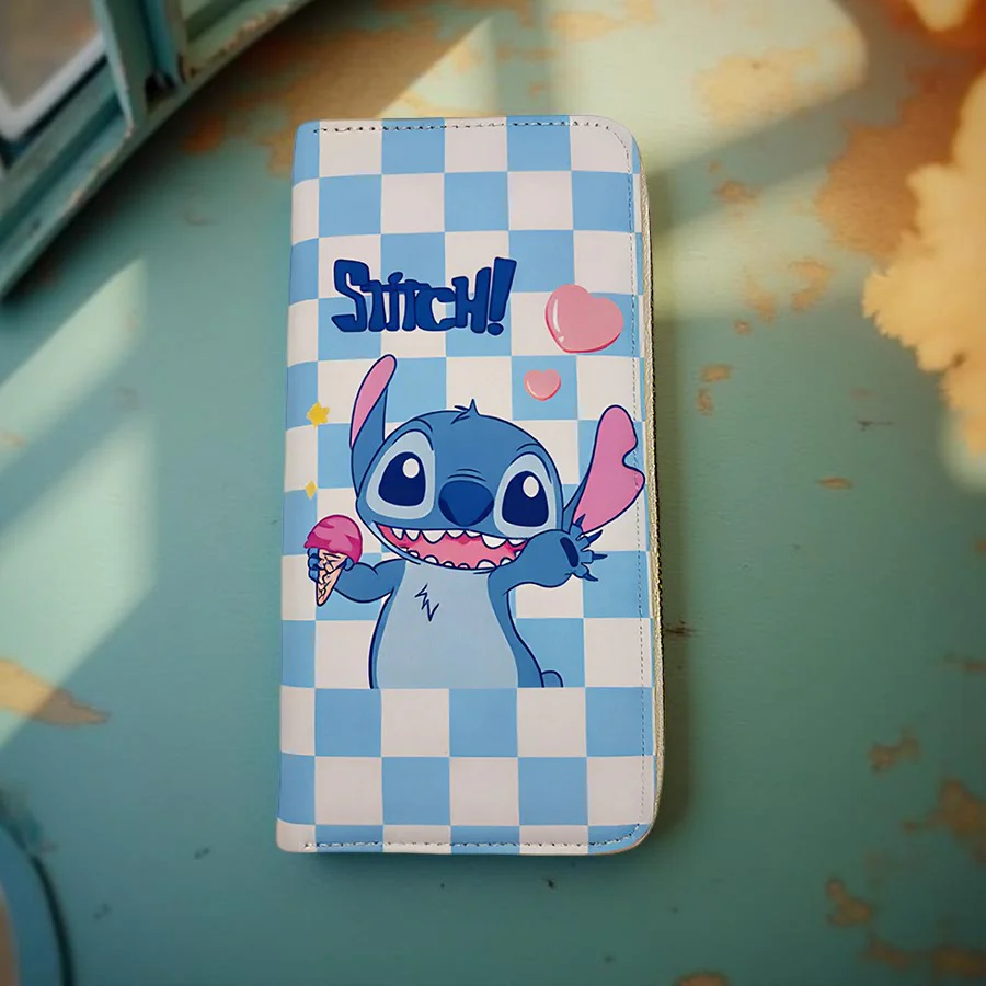 Stitch Multi-Card Long Wallet with Zipper Credit Card Wallet, ID Holder, Large Capacity for Coins & Cards, Durable Polyester