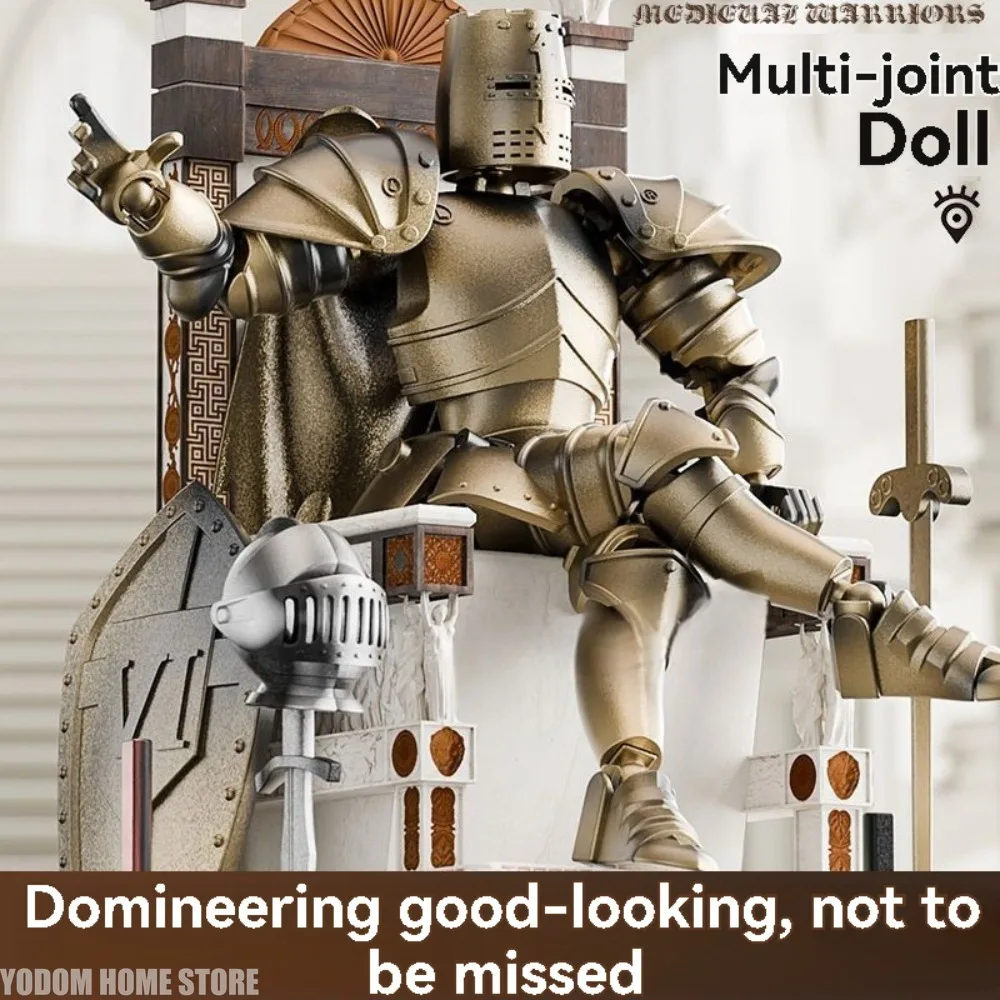 3D Multi-Jointed Medieval Soldier Movable Joint Knight Hinge Action Figure Rotatable Joint Knights Armored Action Figurines