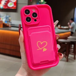 Luxe Liefde Hart Insert Kaart Tas Siliconen Zachte Telefoon Case Voor iPhone 17 16 15 14 13 12 11 Pro Max 7 8 Plus 16E 17Air Soft Cover