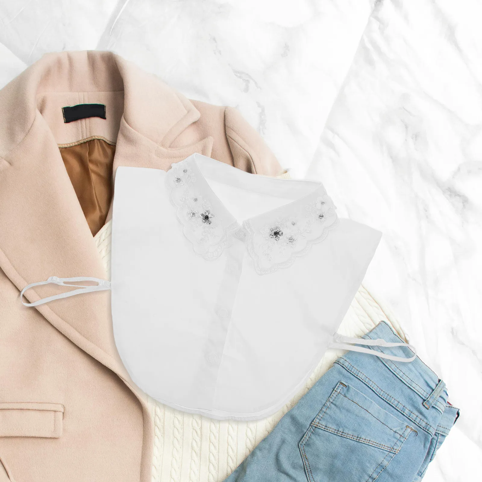

Detachable Collar For Women Pure Cotton Faux Blouse Insert Half Shirt Dickey Removable Neckline Accessory Sweaters Jackets